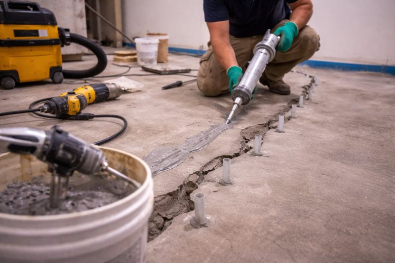Cracked Basement Floor Repair in North Kingstown, RI