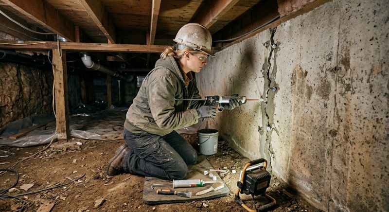 Cracked Foundation Repair in Exeter, RI