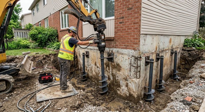 Helical Piers Installation in North Kingstown, RI