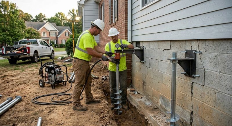 Helical Piers Installation in North Kingstown, RI