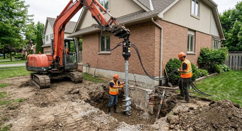 Helical Pile Installation in North Kingstown, RI