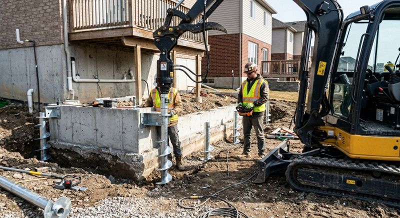 Helical Pile Installation in North Kingstown, RI