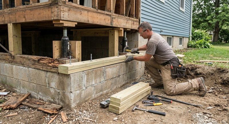 Sinking Foundation Repair in West Warwick, RI